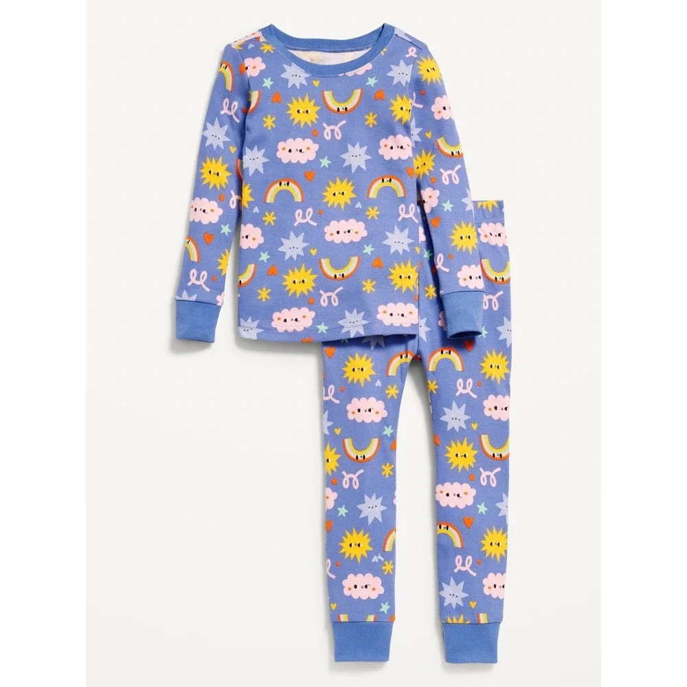 Old Navy Toddler Snug Fit 2-Pc Long Sleeve PJ Set - Sunshine & Rainbows - 3T